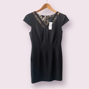 Dress Barn Elegant Black Mini Dress with Brown Details